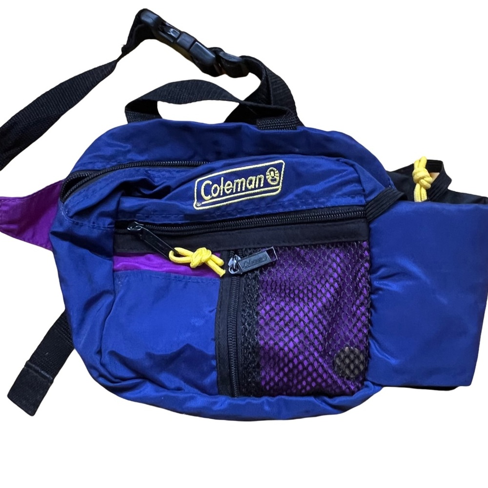 Retro Coleman Blue and Purple Fanny Pack w/ small water bottle holder